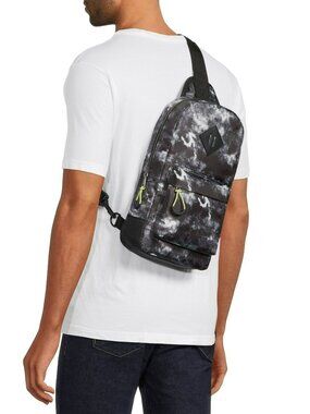 No Boundaries Backpack Cargo Sling Bag Black White Tie Dye Unisex Men's NWT